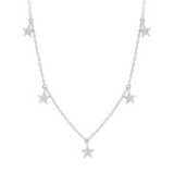 14K White Gold Dangling Diamond Star Necklace