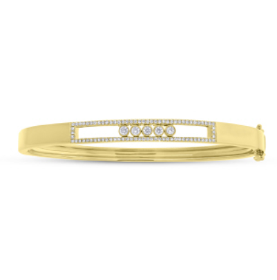 14K Yellow Gold Diamond Slider Bangle