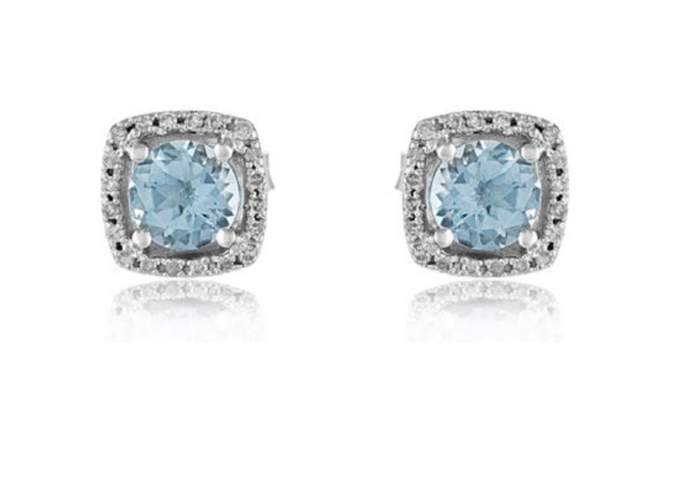 14K White Gold Aquamarine and Diamond Stud Earrings – Maurice's