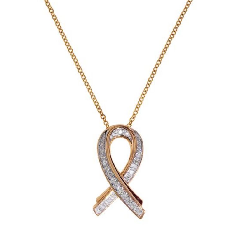 14K Rose Gold Diamond Ribbon Pendant-Necklaces-Maurice's Jewelers-
