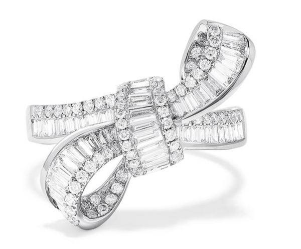 14K White Gold Diamond Bow Ring