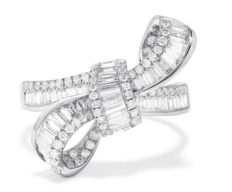 14K White Gold Diamond Bow Ring-Rings-EFFY/BH MULTI-