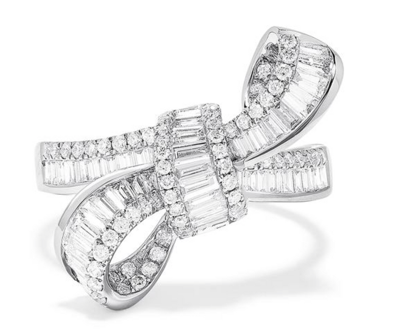 14K White Gold Diamond Bow Ring