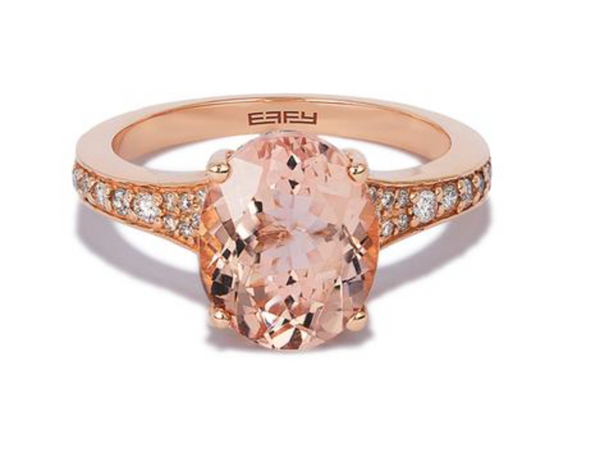 14K Rose Gold Morganite and Diamond Ring