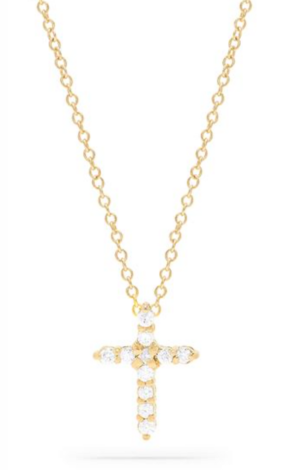 14K Yellow Gold Diamond Cross Pendant-Necklaces-EFFY/BH MULTI-