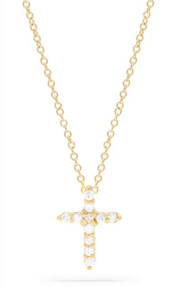 14K Yellow Gold Diamond Cross Pendant