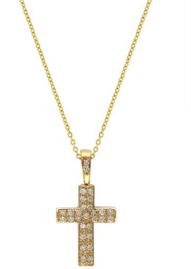 14K Yellow Gold Diamond Cross Pendant-Necklaces-EFFY/BH MULTI-