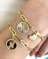 14K Yellow Gold Fluted Disc Diamond Initial Necklace-Necklaces-Maurice's Jewelers-