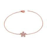 14K Yellow Gold Diamond Pave Flower Bracelet-Bracelets-aaron jewelry-ROSE GOLD-
