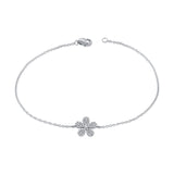 14K Yellow Gold Diamond Pave Flower Bracelet-Bracelets-aaron jewelry-WHITE GOLD-