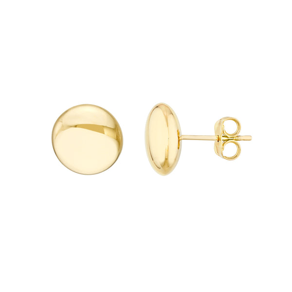 14K Yellow Gold Flat Bead Stud Earrings