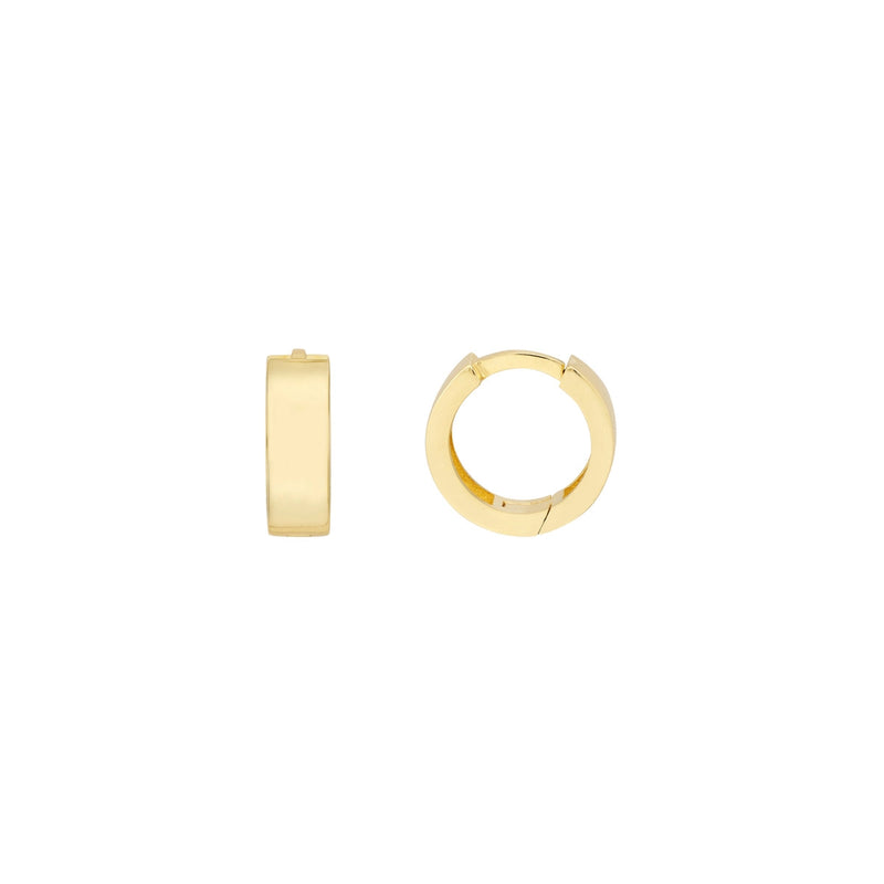 14K Yellow Gold Flat Round Huggie Earrings-Earrings-Maurice's Jewelers-