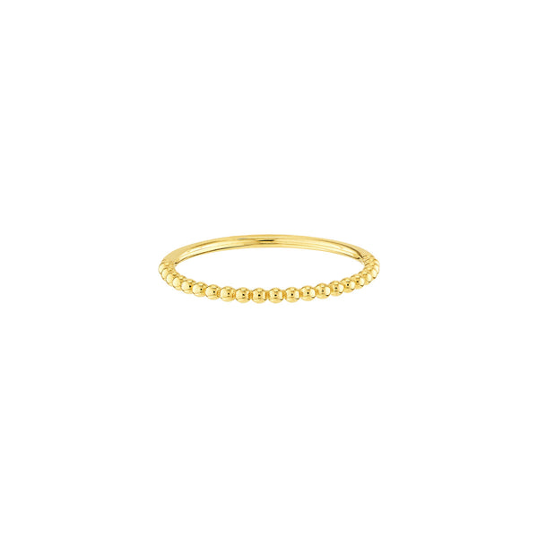 14K Yellow Gold Beaded Stackable Ring