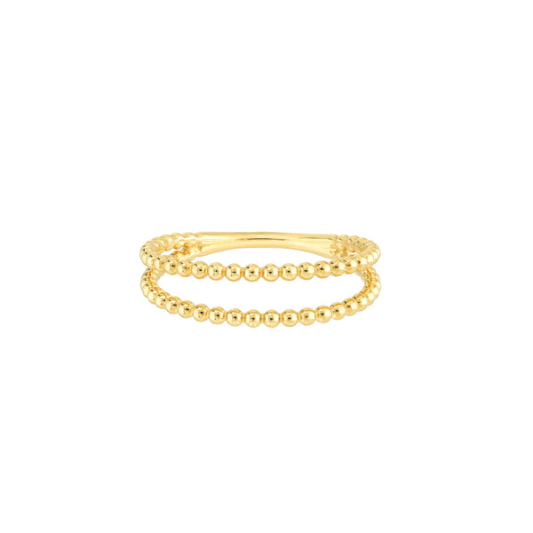 14K Yellow Gold Beaded Double Band Ring-Rings-Maurice's Jewelers-