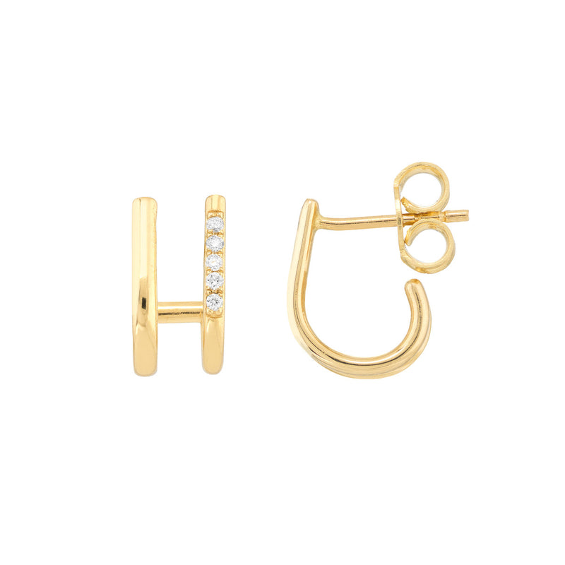 14K Yellow Gold Diamond Double Hoop-Earrings-Maurice's Jewelers-