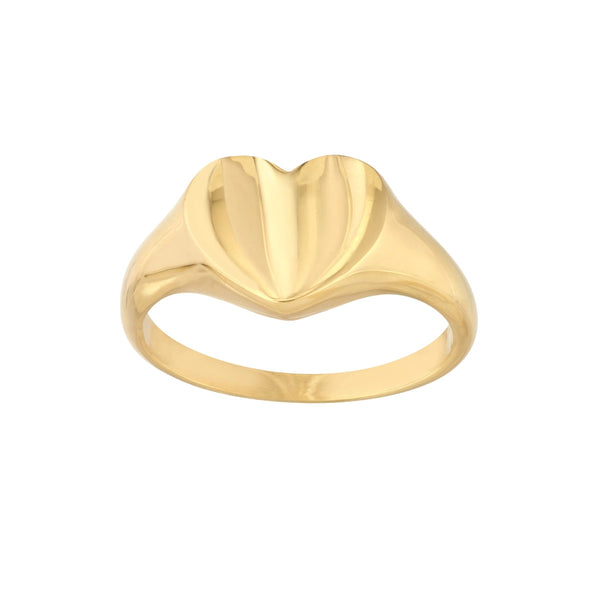 14K Yellow Gold Mini Heart Signet Ring