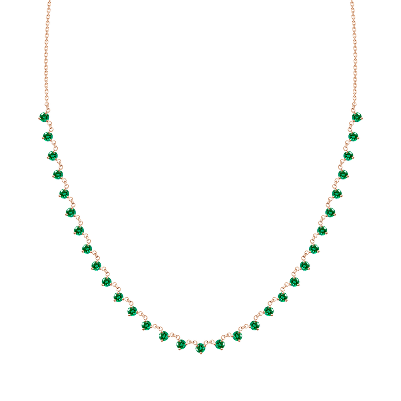 18K Yellow Gold Emerald Necklace-Necklaces-UNISON (CBG)-ROSE GOLD-