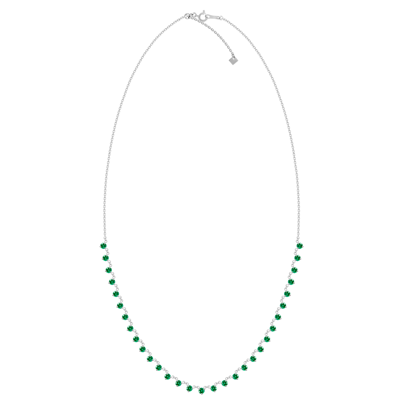 18K Yellow Gold Emerald Necklace-Necklaces-UNISON (CBG)-WHITE GOLD-