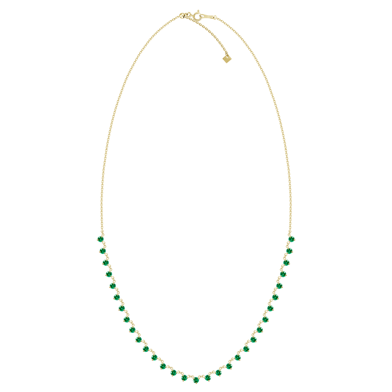 18K Yellow Gold Emerald Necklace-Necklaces-UNISON (CBG)-YELLOW GOLD-