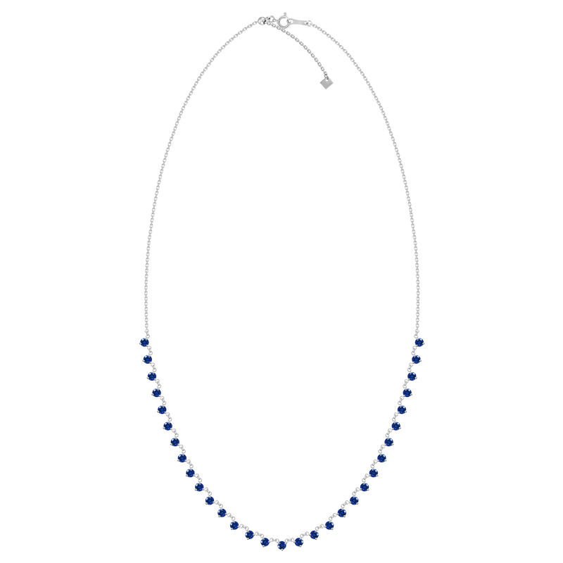 18K Yellow Gold Sapphire Necklace-Necklaces-UNISON (CBG)-WHITE GOLD-