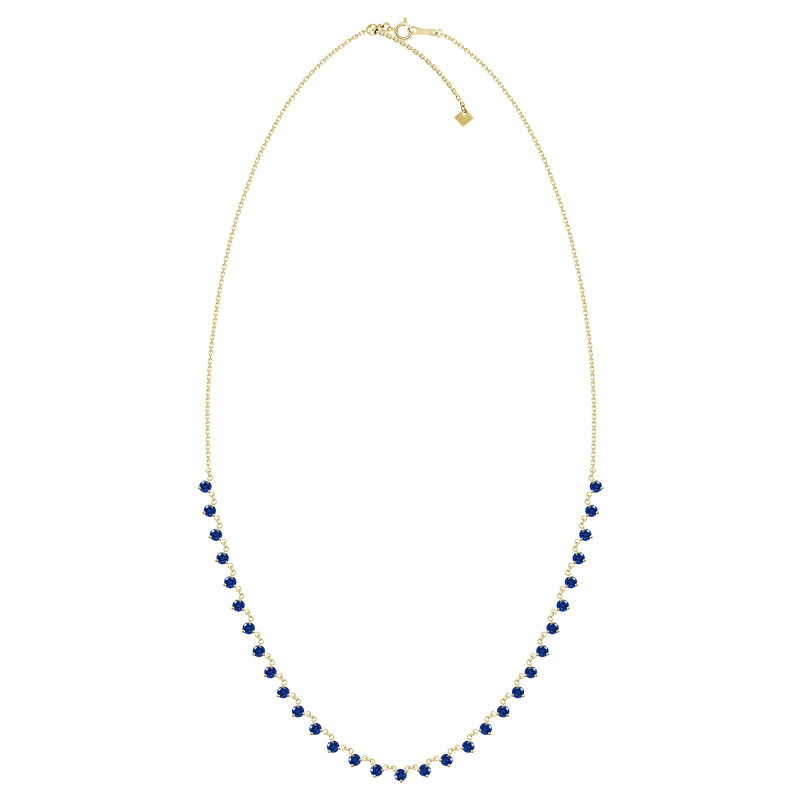 18K Yellow Gold Sapphire Necklace-Necklaces-UNISON (CBG)-YELLOW GOLD-