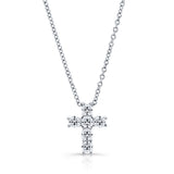 14K White Gold 6 Diamond Cross (4 Prong)-Necklaces-YARIV-
