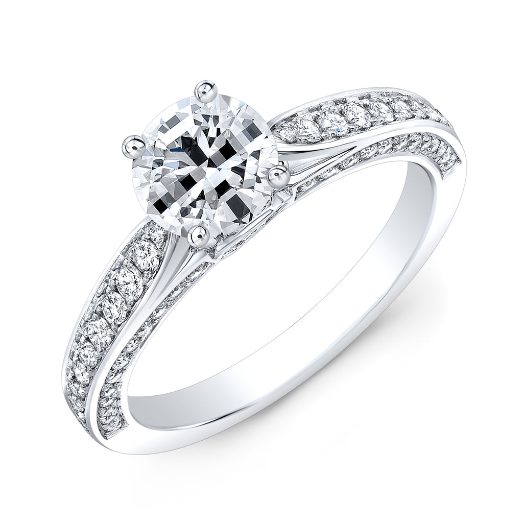 14K White Gold Diamond Engagement Ring-Rings-YARIV-