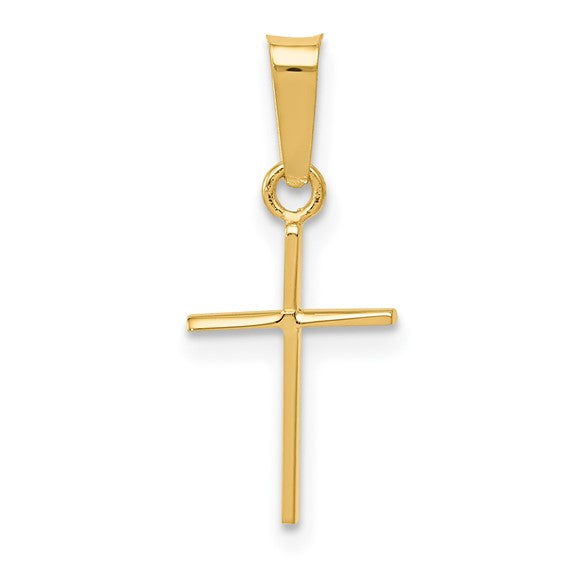 14K Yellow Gold Polished Thin Cross Pendant-Charms & Pendants-Maurice's Jewelers-