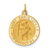 14K Yellow Gold Saint Christopher Medal Round Small Pendant
