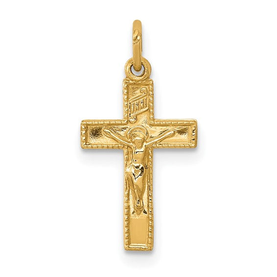 14K Yellow Gold Crucifix Pendant-Charms & Pendants-Maurice's Jewelers-