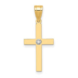 14K Yellow Gold Diamond Small Cross Pendant-Charms & Pendants-Maurice's Jewelers-