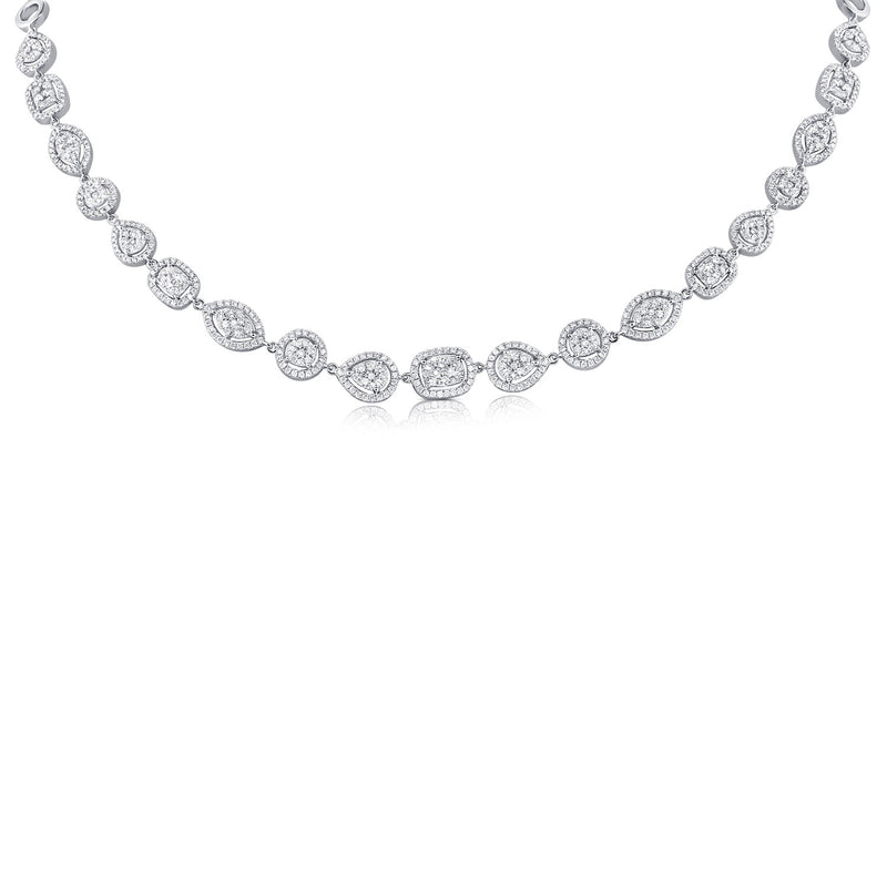 14K White Gold Diamond Multi Shape Necklace