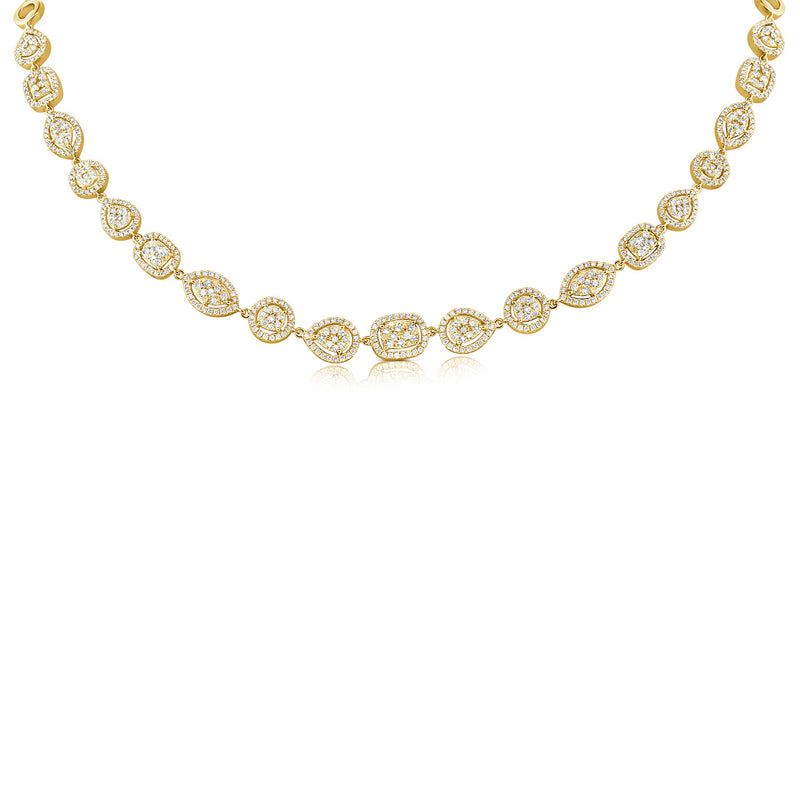 14K Yellow Gold Diamond Multi Shape Necklace