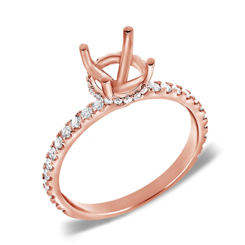 14K Yellow Gold Diamond French Halo Mounting-engagement ring-aaron jewelry-4-Rose Gold-