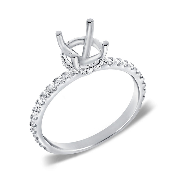 14K White Gold Diamond French Halo Mounting