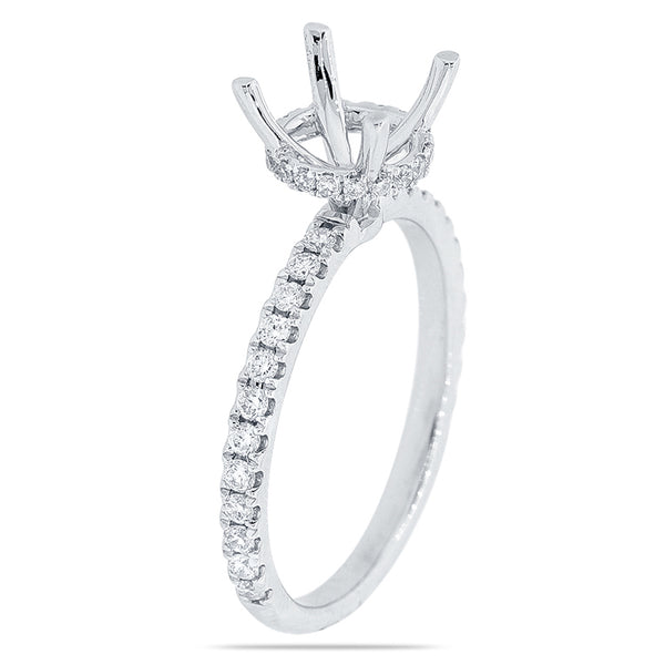 14K White Gold Diamond French Halo Mounting