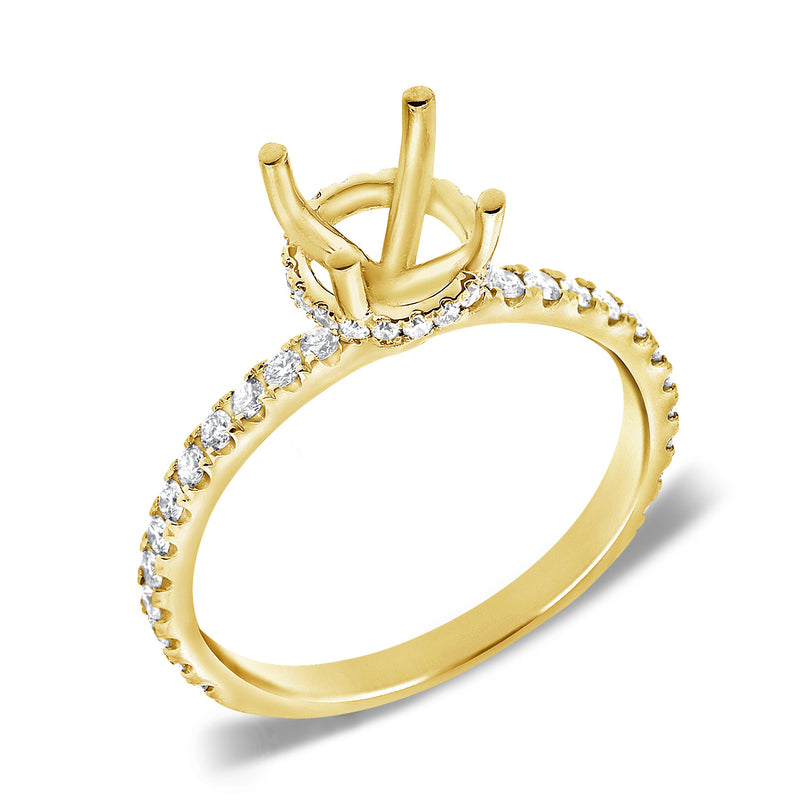 14K Yellow Gold Diamond French Halo Mounting-engagement ring-aaron jewelry-4-Yellow Gold-