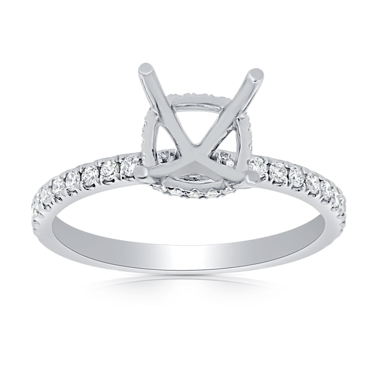 14K White Gold Diamond Cushion Under Halo Mounting-mounting-Maurice's Jewelers-WHITE GOLD-