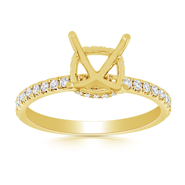 14K White Gold Diamond Cushion Under Halo Mounting-mounting-Maurice's Jewelers-YELLOW GOLD-