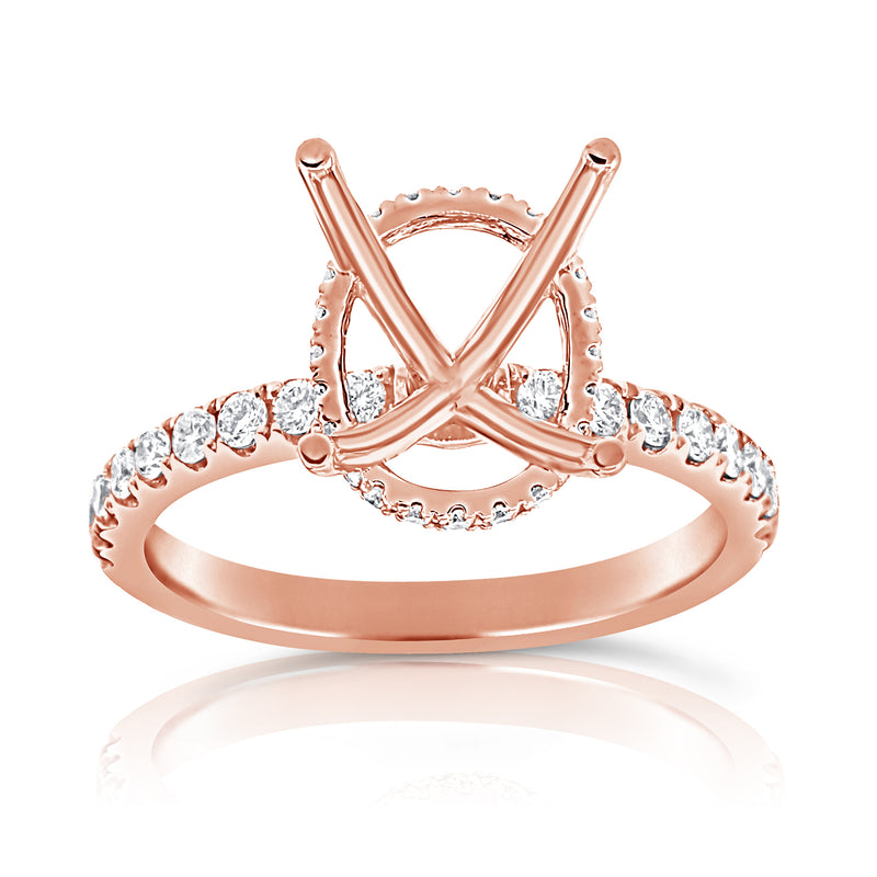 14K White Gold Diamond Oval French Halo Mounting-mounting-Maurice's Jewelers-Rose Gold-
