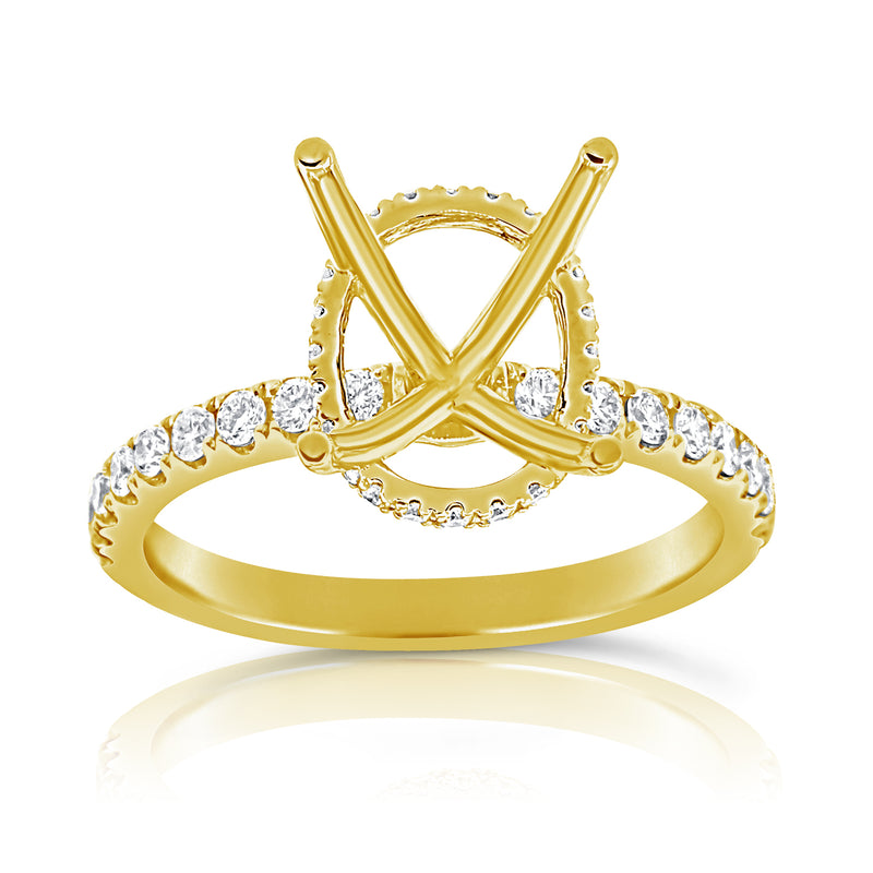 14K White Gold Diamond Oval French Halo Mounting-mounting-Maurice's Jewelers-Yellow Gold-