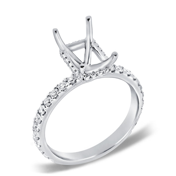 14K White Gold Diamond Emerald Under Halo Mounting-mounting-Maurice's Jewelers-White Gold-