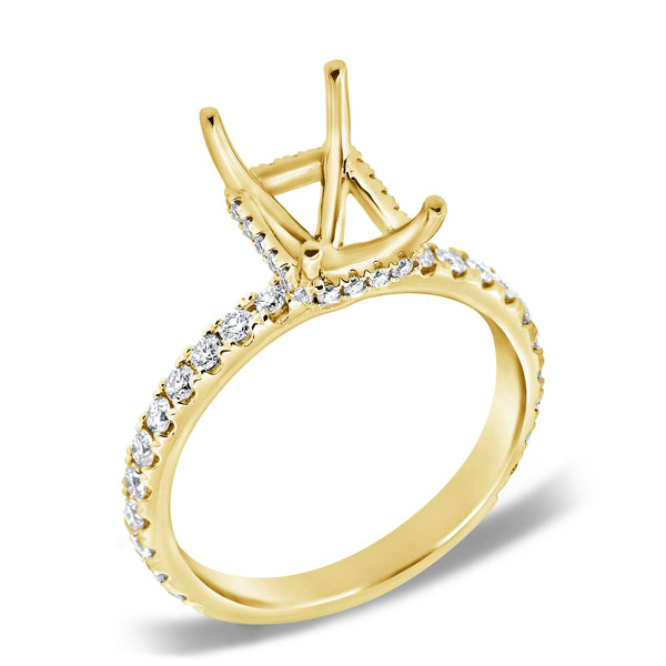 14K White Gold Diamond Emerald Under Halo Mounting-mounting-Maurice's Jewelers-Yellow Gold-