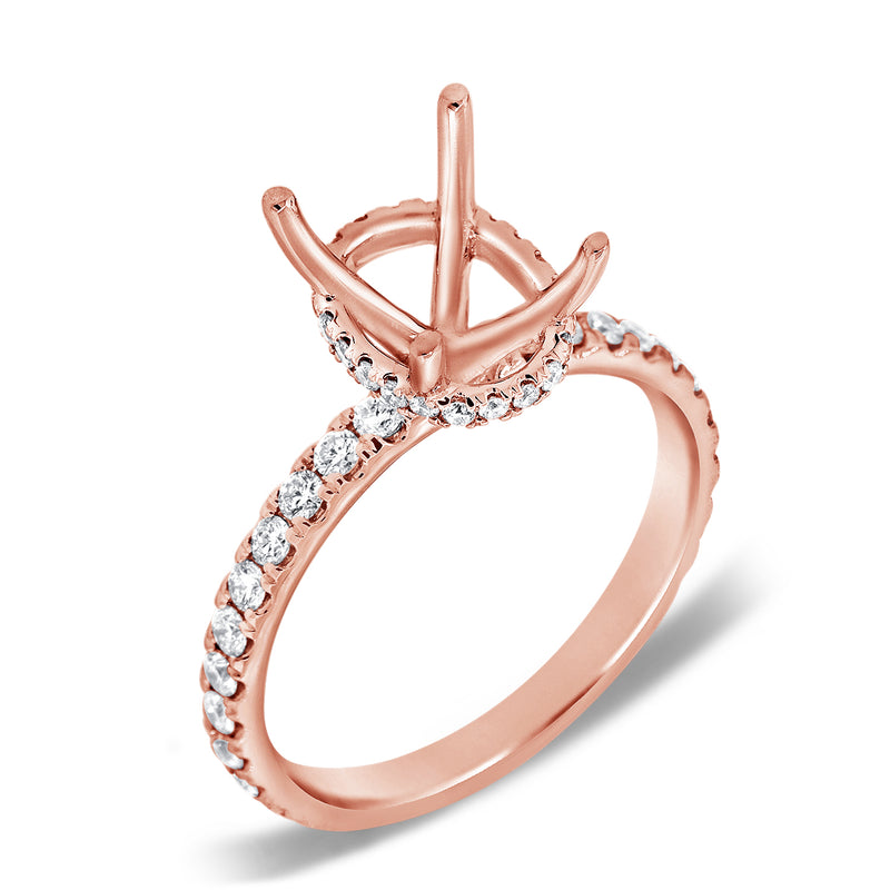 14K White Gold Diamond Oval French Halo Mounting-mounting-Maurice's Jewelers-4-Rose Gold-