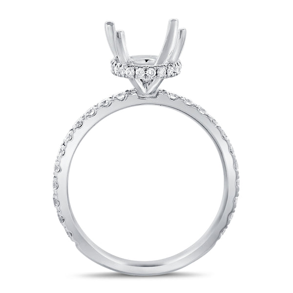 14K White Gold Diamond Oval French Halo Mounting-mounting-Maurice's Jewelers-