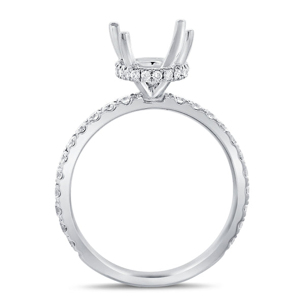 14K White Gold Diamond Oval French Halo Mounting