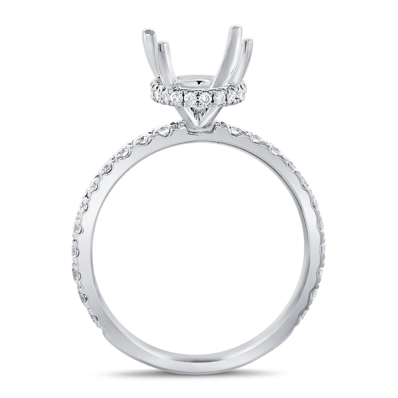 14K White Gold Diamond Oval French Halo Mounting-mounting-Maurice's Jewelers-