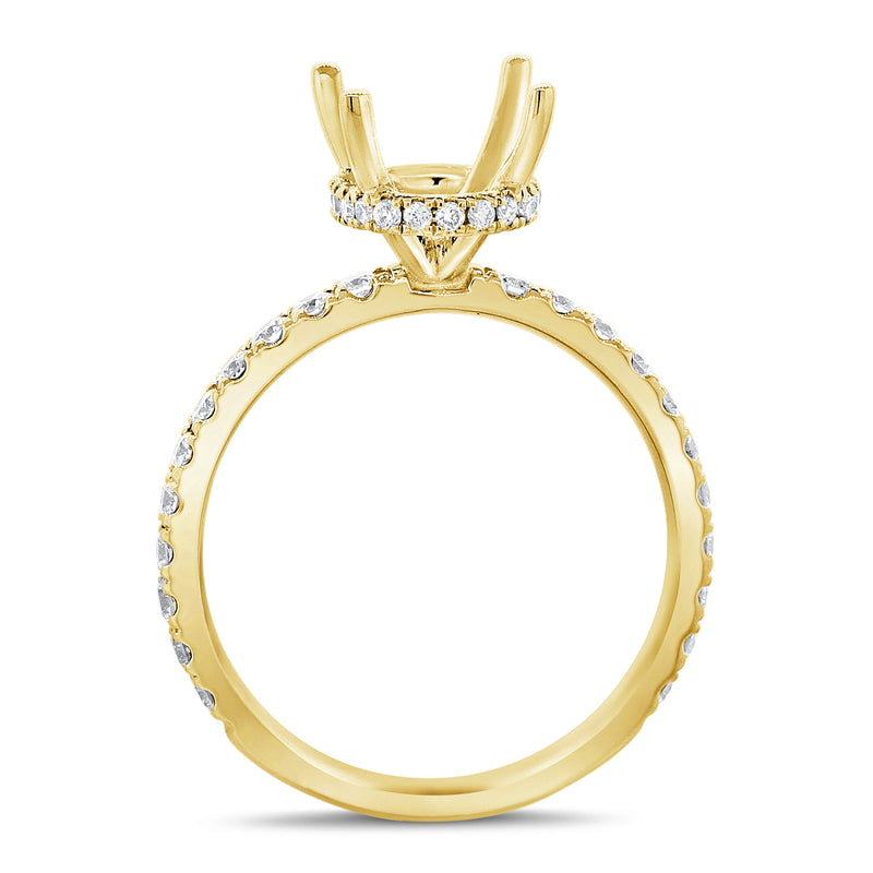 14K White Gold Diamond Oval French Halo Mounting-mounting-Maurice's Jewelers-