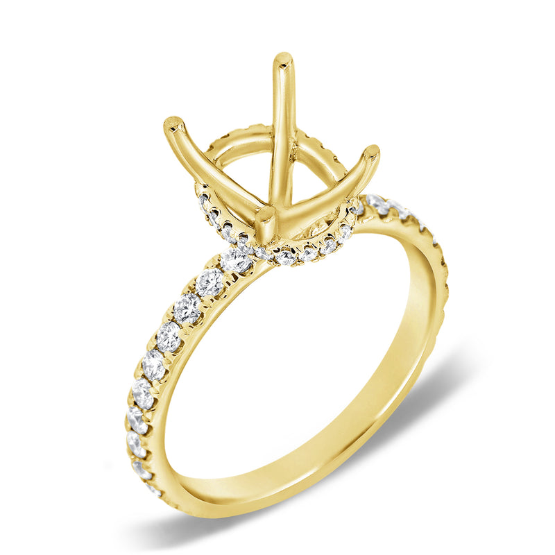 14K White Gold Diamond Oval French Halo Mounting-mounting-Maurice's Jewelers-4-Yellow Gold-