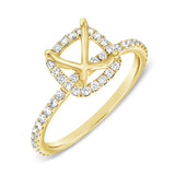 14K Yellow Gold Diamond Cushion Halo Mounting